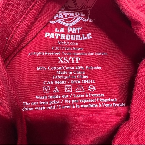 Nickelodeon Paw Patrol Graphic Tee Red Size Extra Small - Picture 8 of 16